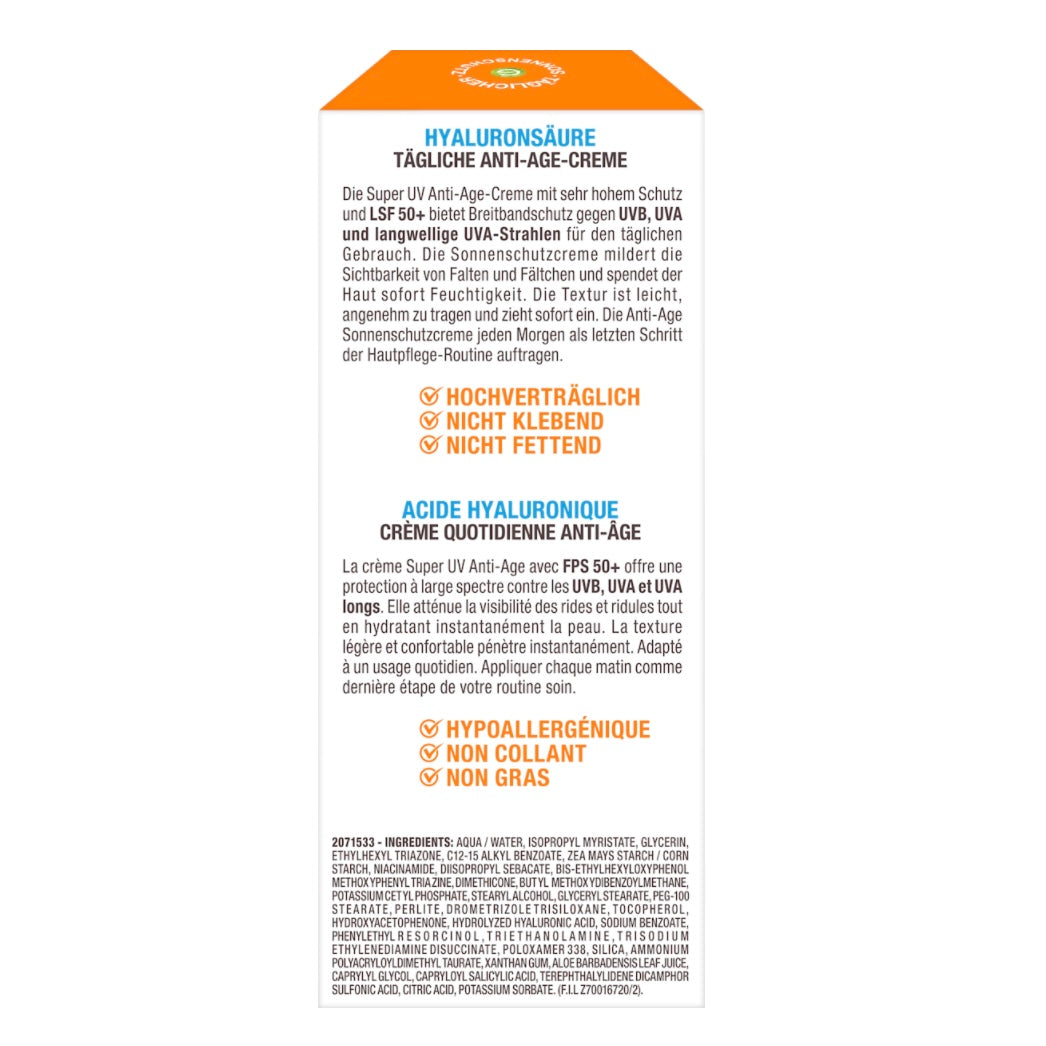 Garnier Ambre Solaire Anti-Age Super UV Crème – SPF 50+ – 50 ml