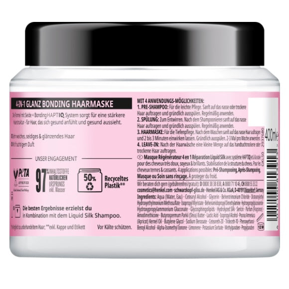 Schwarzkopf GLISS Haarmasker 4-in-1 Liquid Silk – 400 ml