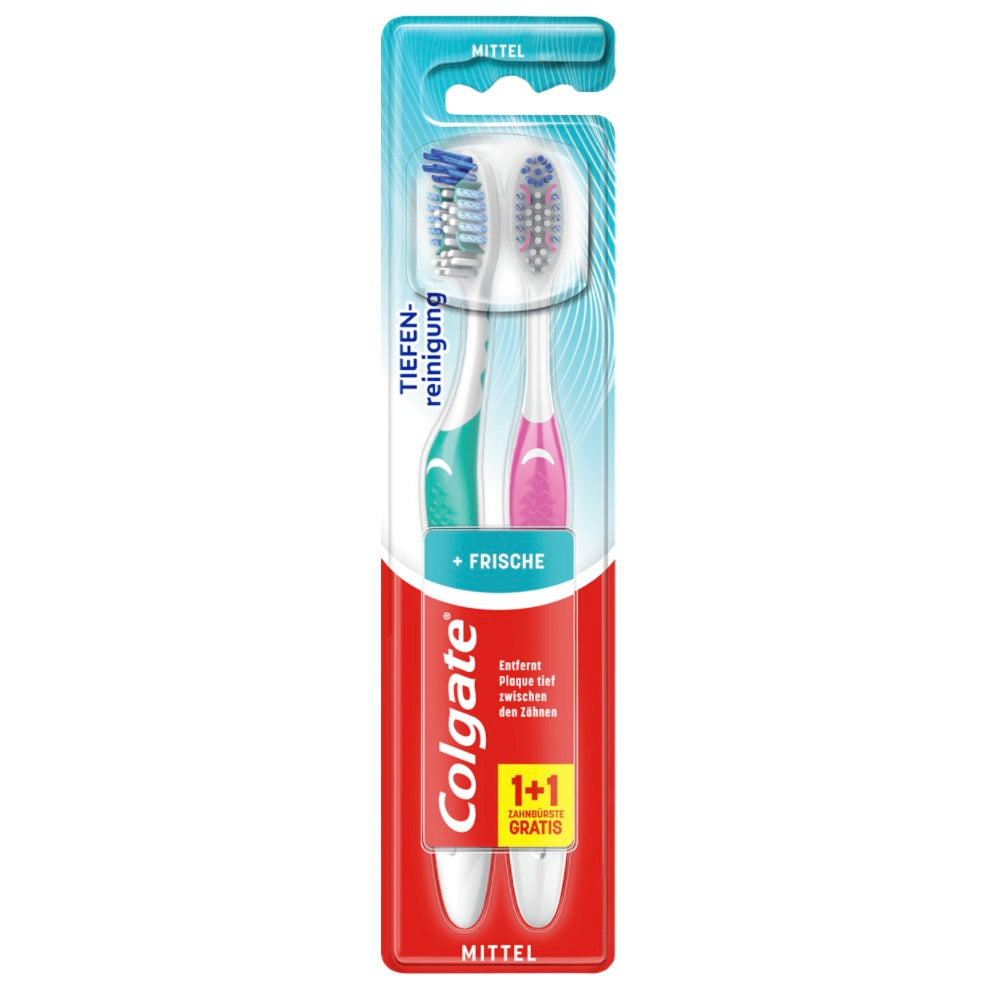 Colgate Tandenborstel Dieptereiniging + Frisheid Medium (1+1 Gratis) – 2 stuks