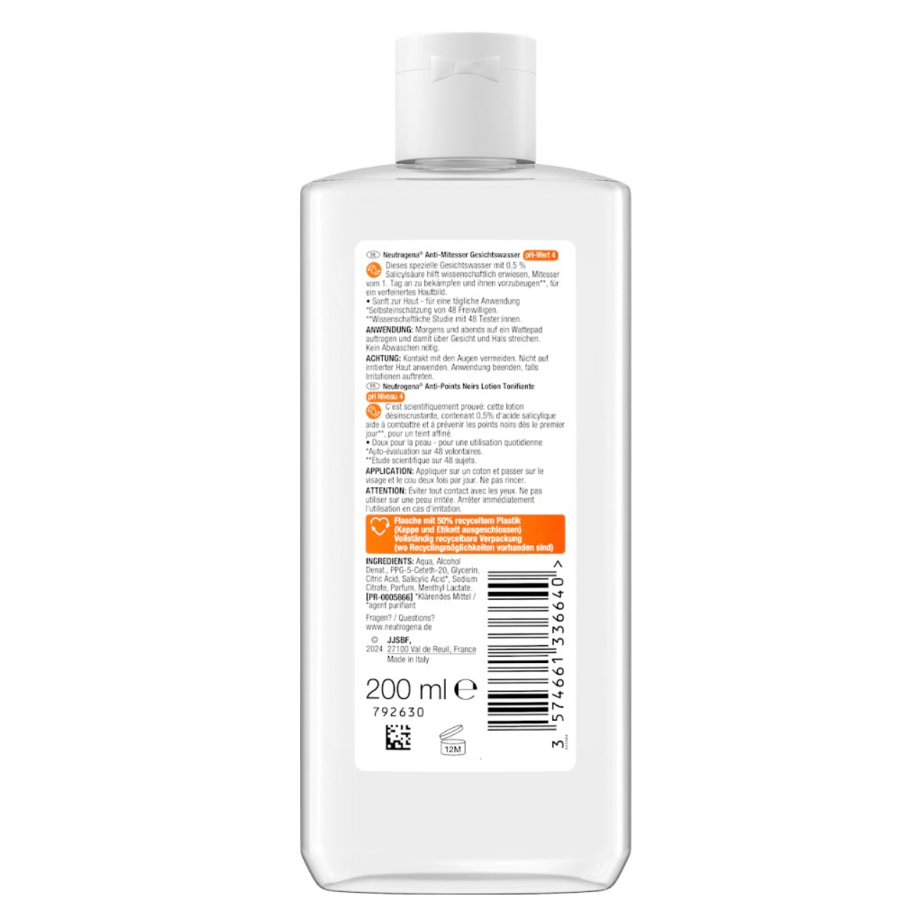 Neutrogena Gezichtswater Anti-Blackheads – 200 ml