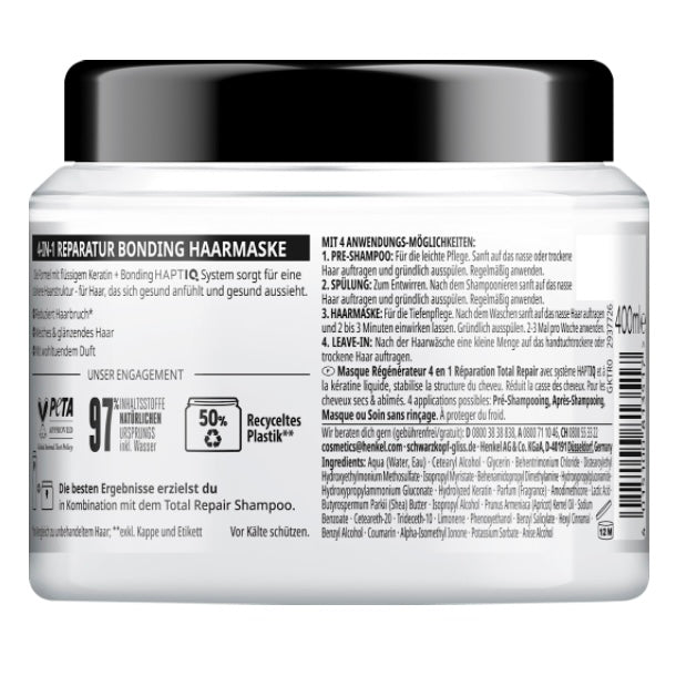 Schwarzkopf GLISS Haarmasker 4-in-1 Total Repair – 400 ml