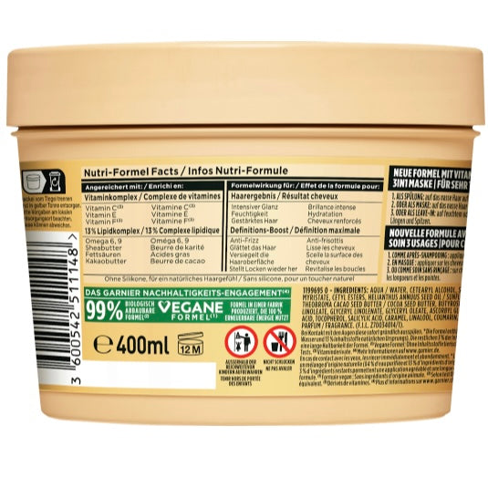 Garnier Fructis Hair Food 3-in-1 Haarmasker Cacaoboter – 400 ml