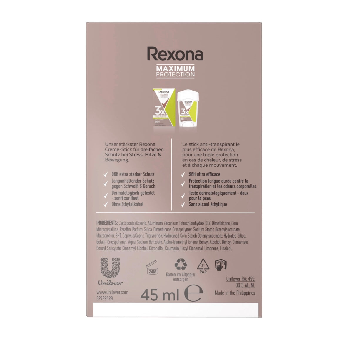 Rexona Maximum Protection Deocrème – Stress Control – 45 ml