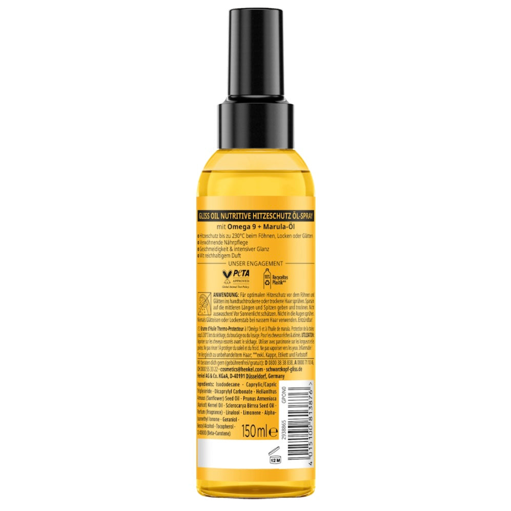 Schwarzkopf Gliss Hittebeschermende Olie-Spray Oil Nutritive – 150 ml