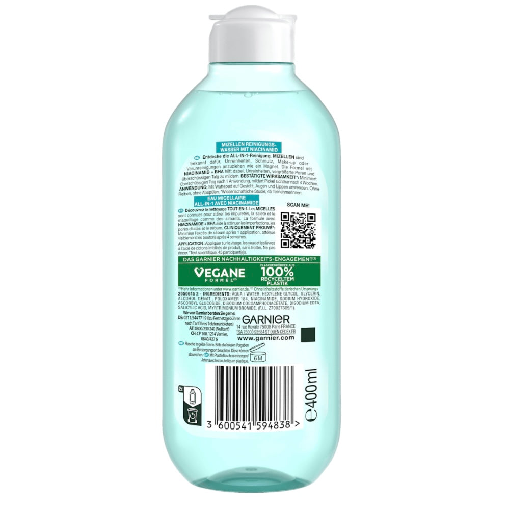 Garnier Hautklar 3-in-1 Micellair Reinigingswater – 400 ml