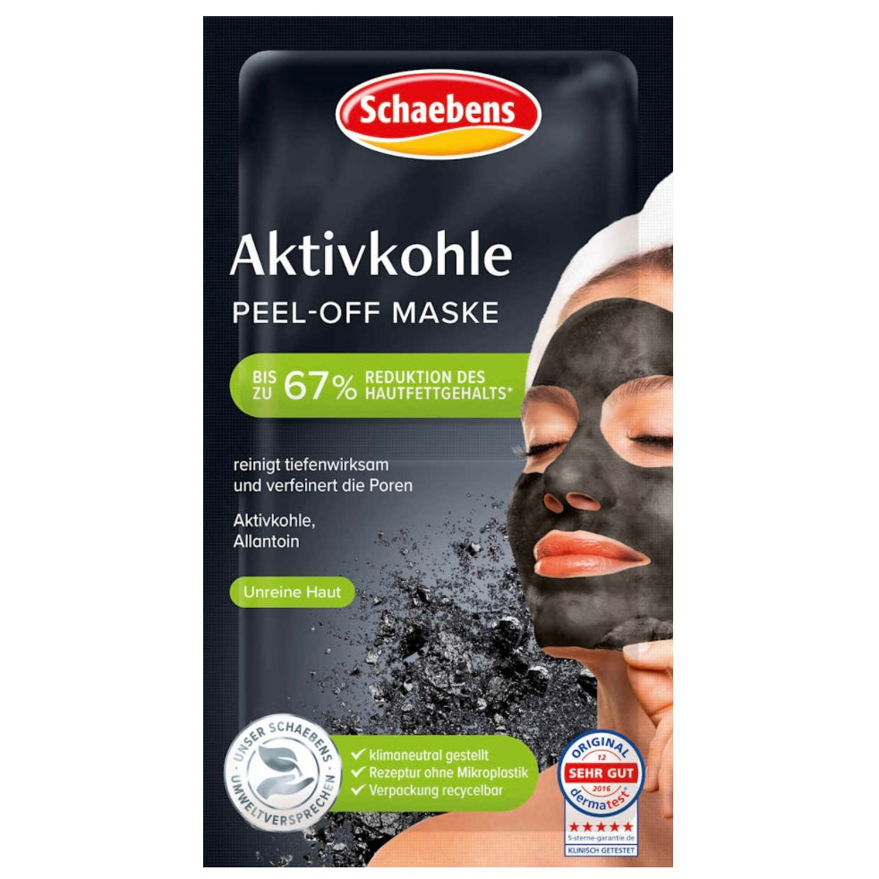 Schaebens Gezichtsmasker Peel-Off met Actieve Houtskool – 2x8 ml (16 ml)