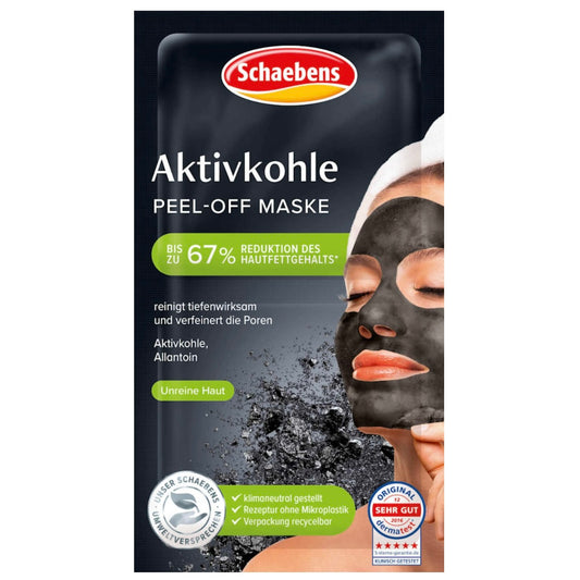 Schaebens Gezichtsmasker Peel-Off met Actieve Houtskool – 2x8 ml (16 ml)