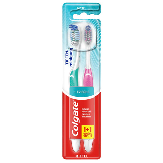 Colgate Tandenborstel Dieptereiniging + Frisheid Medium (1+1 Gratis) – 2 stuks