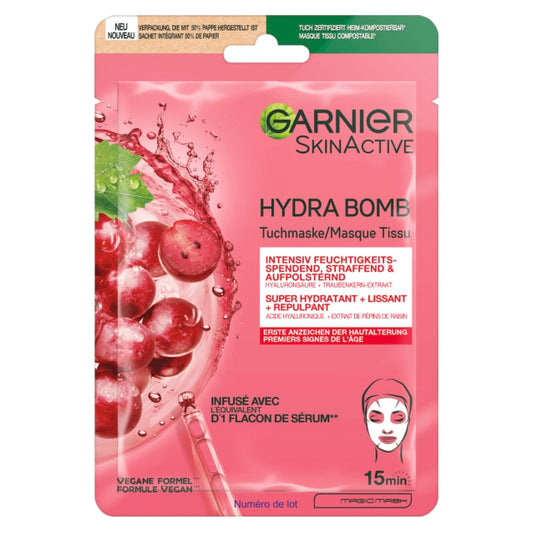 Garnier Skin Active Anti-Aging Sheetmasker Hydra Bomb met Druivenextract – 28 g